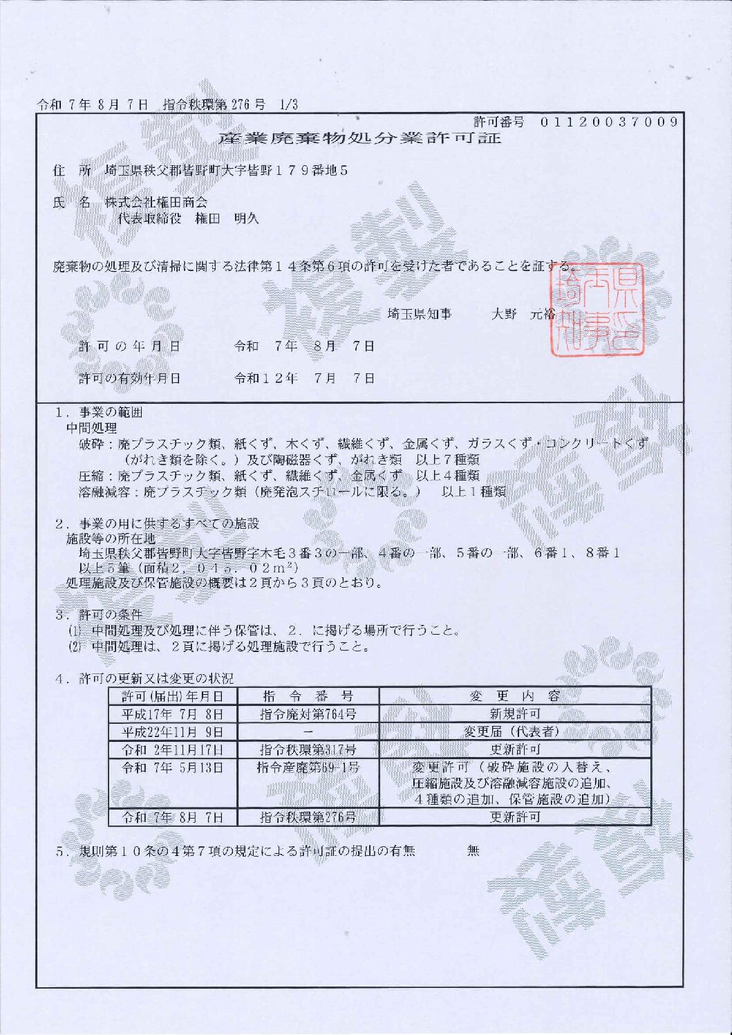 許可証（処分）